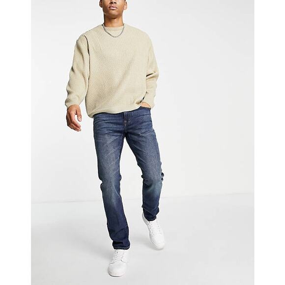 J. Crew Jeans Mens 484 Stretch Broken In Straight Medium Wash‎ Blue Size 33 x 32 - Picture 1 of 9